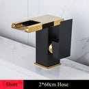 GobekUsa LED Waterfall Basin Faucet Brass Temperature Colors Change Mixer Tap