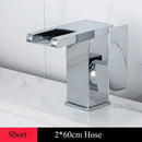 GobekUsa LED Waterfall Basin Faucet Brass Temperature Colors Change Mixer Tap