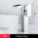 GobekUsa LED Waterfall Basin Faucet Brass Temperature Colors Change Mixer Tap