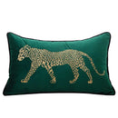GobekUsa Gold Leopard Embroidered Pillow Cover for Luxe Living Room Decor