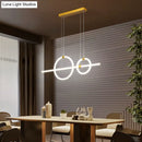 GobekUsa Gold Linear and Ring LED Island Chandelier for Dining Room with Simplicity Acrylic Design