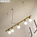 GobekUsa Gold Linear Island Pendant Light Nordic 5-Light Metal Fixture for Dining Room - 39"/47" Wide