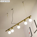 GobekUsa Gold Linear Island Pendant Light Nordic 5-Light Metal Fixture for Dining Room - 39"/47" Wide