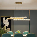 GobekUsa Gold Linear Island Pendant Light with Crystal Accents and LED Minimalist Design