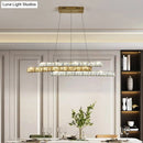 GobekUsa Gold Linear Island Pendant Light with Crystal Accents and LED Minimalist Design