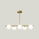 GobekUsa Gold Linear Island Pendant Light with Spherical Glass Shade - Perfect for Dining Table and Minimalist Decor