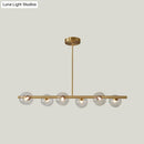 GobekUsa Gold Linear Island Pendant Light with Spherical Glass Shade - Perfect for Dining Table and Minimalist Decor