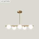GobekUsa Gold Linear Island Pendant Light with Spherical Glass Shade - Perfect for Dining Table and Minimalist Decor