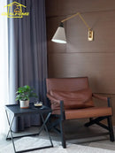 GobekUsa Gold Lustre Copper Swing Arm Wall Lamp LED E27 for Villa Bedroom Study