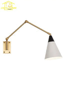 GobekUsa Gold Lustre Copper Swing Arm Wall Lamp LED E27 for Villa Bedroom Study