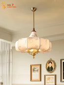 GobekUsa Gold Lustre Medieval Fabric Pendant Lights LED E27 for Home Decor