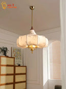 GobekUsa Gold Lustre Medieval Fabric Pendant Lights LED E27 for Home Decor