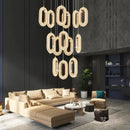 GobekUsa Gold Lustre Oval Acrylic Chandelier for Dining and Living Spaces