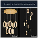 GobekUsa Gold Lustre Oval Acrylic Chandelier for Dining and Living Spaces