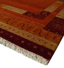 Gold, Rust and Beige Wool Hand Woven Southwestern Lori Gabbeh Rug| KNT50