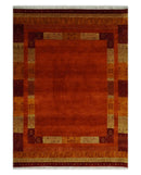 Gold, Rust and Beige Wool Hand Woven Southwestern Lori Gabbeh Rug| KNT50