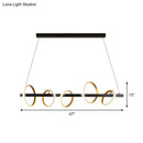 GobekUsa Gold Metal Ceiling Pendant with Simple Circles Design - 4/5 Heads, Warm/White Light for Dining Room Island