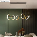 GobekUsa Gold Metal Ceiling Pendant with Simple Circles Design - 4/5 Heads, Warm/White Light for Dining Room Island