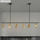 GobekUsa Gold Metal Island Ceiling Light - Postmodern Electroplated Tube Spotlight for Dining Room