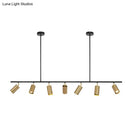 GobekUsa Gold Metal Island Ceiling Light - Postmodern Electroplated Tube Spotlight for Dining Room