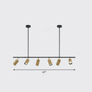 GobekUsa Gold Metal Island Ceiling Light - Postmodern Electroplated Tube Spotlight for Dining Room