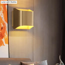 GobekUsa Gold Metal LED Wall Light with Modern Cut Geometry – Ideal for Bedside Ambiance