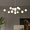 GobekUsa Gold Metal Sputnik Pendant Lighting with White Glass Shades - Modernize Your Living Room with 6/9/12 Heads