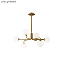 GobekUsa Gold Metal Sputnik Pendant Lighting with White Glass Shades - Modernize Your Living Room with 6/9/12 Heads