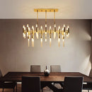 GobekUsa Gold Metal Tubular LED Island Pendant - Modern 54-Light Ceiling Drop Light for Dining Room