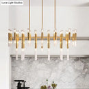 GobekUsa Gold Metal Tubular LED Island Pendant - Modern 54-Light Ceiling Drop Light for Dining Room