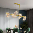 GobekUsa Gold Mid-Century Pendant Light - Stylish Spherical Clear Glass Ceiling Fixture for Dining Table
