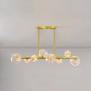 GobekUsa Gold Mid-Century Pendant Light - Stylish Spherical Clear Glass Ceiling Fixture for Dining Table