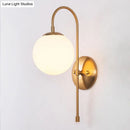 GobekUsa Gold Mini Globe Wall Sconce Light - Elegant Opaline Glass Fixture for Bedroom