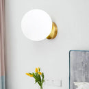 GobekUsa Gold Modernist Wall Sconce with Opal Glass Shade for Bedroom Lighting