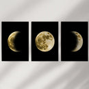 Celestial Moon 3 Piece Wall Decor. Gold Full Moon, Phases by Wall Art Set