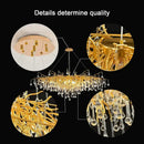 GobekUsa Gold Nordic Crystal Chandelier - Long Branch Teardrop Design