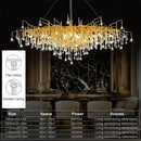 GobekUsa Gold Nordic Crystal Chandelier - Long Branch Teardrop Design