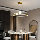 GobekUsa Gold Nordic Ring LED Ceiling Chandelier for Dining Room & Kitchen Island