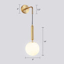 GobekUsa Opal Glass Spherical Wall Lamp: Simplistic 1-Bulb Light Fixture for Bedroom