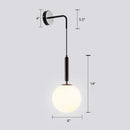 GobekUsa Opal Glass Spherical Wall Lamp: Simplistic 1-Bulb Light Fixture for Bedroom