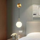 GobekUsa Opal Glass Spherical Wall Lamp: Simplistic 1-Bulb Light Fixture for Bedroom