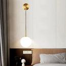 GobekUsa Opal Glass Spherical Wall Lamp: Simplistic 1-Bulb Light Fixture for Bedroom