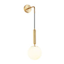 GobekUsa Opal Glass Spherical Wall Lamp: Simplistic 1-Bulb Light Fixture for Bedroom