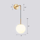 GobekUsa Opal Glass Spherical Wall Lamp: Simplistic 1-Bulb Light Fixture for Bedroom