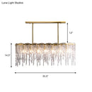 GobekUsa Gold Oval Island Pendant Lamp: Minimalist Design with Clear Crystal, 7 Bulbs & Melting Ice-inspired