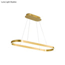 GobekUsa Gold Oval LED Island Lamp for Modern Dining Room - Metallic Hanging Light Kit with Warm/White Glow