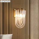 GobekUsa Gold Oval Wall Lamp with Twisted Crystal Shade