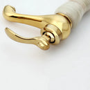 GobekUsa Gold Plated Jade Bathroom Faucet with Brass Body Hot & Cold Water Mixer