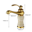 GobekUsa Gold Plated Jade Bathroom Faucet with Brass Body Hot & Cold Water Mixer