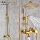 GobekUsa Gold Polish 8" Rain Shower System Wall Mounted Bathtub Faucet